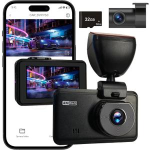 Wireless Dash Cam Front and Rear, 4K +2.5KHD 2-Channel Dashcam, Built - in WiFi GPS, Night Vision, Loop Recording, 24H Parking Mode, G-Sensor and 3” IPS Screen
