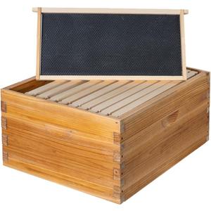 Honey Lake 10 Frame Langstroth Deep Brood Bee Hive Box Dipped in Beeswax, Sections of Wood for Beehives, Includes Beehive Frames and Waxed Foundations (Unassembled)
