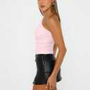 Trendy Queen Women's One Shoulder Tops - Asymmetrical Sleeveless Crop Tops, Sexy Going Out & Workout Shirts for Women (Pink, XL)