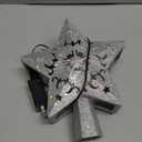 YUEWO Star Christmas Tree Topper Lighted with LED Rotating Snowflake Projector Lights, 3D Hollow Silver Star Snow Tree Topper for Christmas Tree Decorations