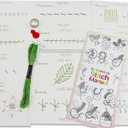 Perforated Embroidery Stitch Cards Kit for Beginners to Learn 12 Essential Stitches, Creative Hand Sewing Embroidery Guide Cardstock with Matched Needles Floss Manual Gifts for Home School Projects