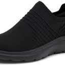 Amazon Essentials Women's Slip-On Lightweight Knit Walking Shoes, Black/Black, 8.5