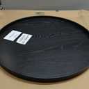 24 inch Round Solid Wood Serving Tray Extra Large Tea Coffee Snack Food Meals Serving Plate Non-Slip Kitchen Party Bar Server Ottoman Tray Breakfast Tray with Raised Edges Black