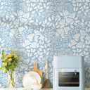 Safiyya 17.3''393'' Blue Peel and Stick Wallpaper Blue and White Wallpaper for Bathroom Waterproof Contact Paper Self Adhesive Removable Floral Wall Paper for Bedroom