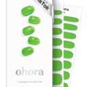 ohora Semi Cured Gel Nail Strips (N Tint Tree) - Green, Tint, Works with Any UV/LED Nail Lamps, Salon-Quality, Long Lasting, Easy to Apply & Remove - Includes 2 Prep Pads, Nail File & Wooden Stick
