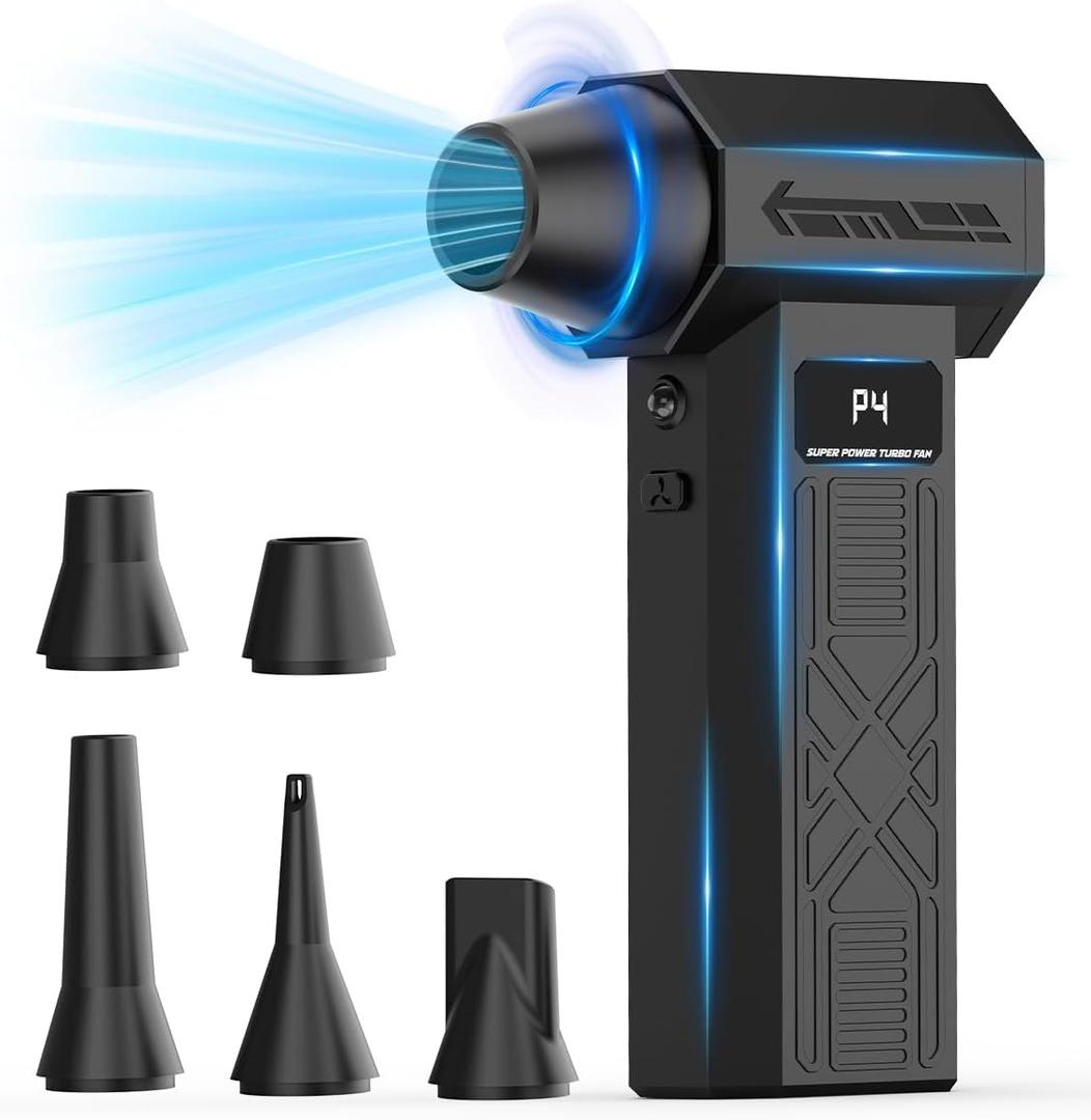 Compressed Air Duster,280000 RPM Electric Air Blower,Cordless Keyboard Cleaner with 5 Nozzles & 4 Speed Modes,Fast Charging for PC,Camera,Car and Home Cleaning