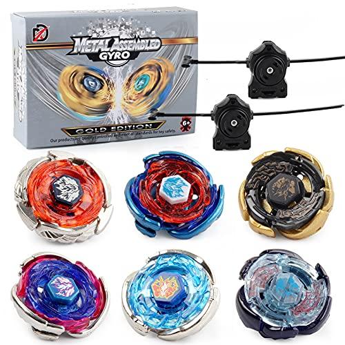 Gyros 6 Pieces Pack, Battling Tops Metal Fusion Starter Set with Stickers Two Launchers Gift Idea Toys for Boys Kids Children Age 6+…