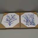 LHZSJWDCCR Sea Coral Wall Art Navy Blue Ocean Coral Painting Prints Coastal Beach Themed Picture Watercolor Corals Wall Decor Framed for Living Room Bedroom Bathroom Decoration Gifts - 11"x14"x2Pcs