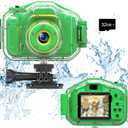 Agoigo Kids Waterproof Camera - Children Underwater HD Video Digital Camcorder, Portable Travel Toy for Toddler - Ideal Christmas Birthday Gifts for Boys Girls Age 3-12 with 32GB Card (Green)