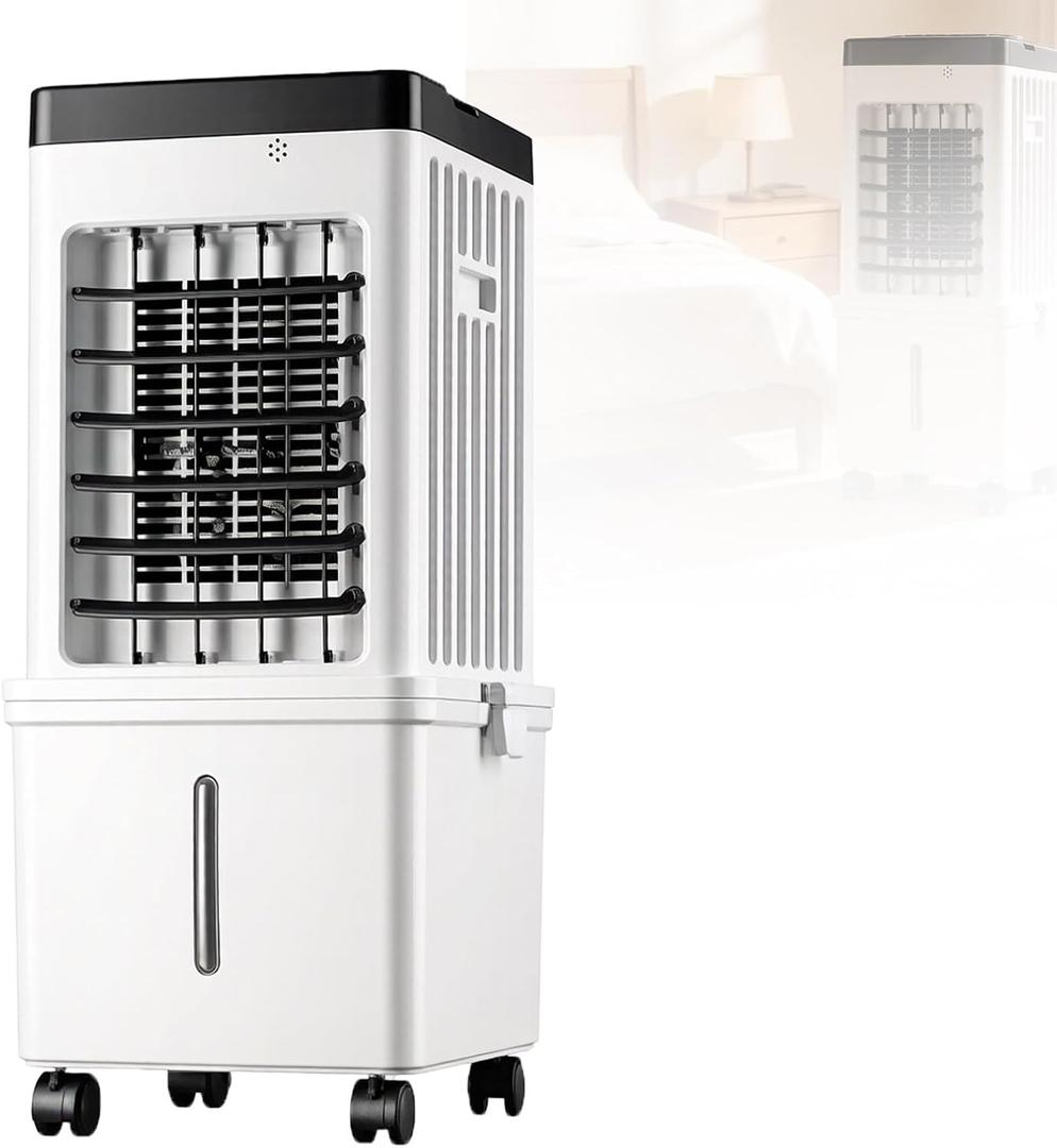 15L Portable Air Conditioner Fan, 3 Speeds Evaporative Air Cooler Fan, Space Saving Energy Saving Fan for Home, Office and Bedroom