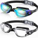 Aegend Swim Goggles 2-Pack, No Leaking Anti-Fog UV Protection Mirrored Swim Glasses for Adult Men Women, Wide View Outdoor