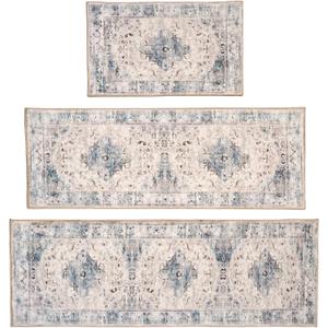 Kitchen Rug Set 3Pcs, Boho Rug Sets Non Slip Washable for Floor Thick Farmhouse Kitchen Decor Runner Rugs for Kitchen, EntrywayLaundry, Hallways 20''x32''+20''x48''+20''x59