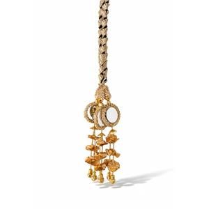 Punjabi Paranda Hair Accessories for Women, Golden with Mirror, Traditional Choti Hair Extensions, Wedding Tassles (Design 4)