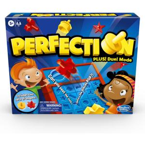 Hasbro Gaming Perfection Plus 2-Player Duel Mode Popping Shapes and Pieces Ages 5 and Up 