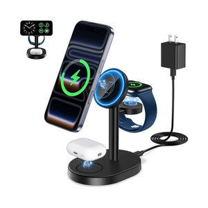 Hevanto 2026 3 in 1 Wireless Charging Station for Apple MagSafe Charger, 15W Fast Magnetic Mag-Safe Charger Stand for iPhone 17 16 15 14 13 12 Apple Watch AirPods Series, Gifts for Men