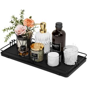 Toilet Paper Basket, Bathroom Basket for Counter Toiletries Towel Decor TP, Toilet Tank Tray, Guest Back of Toilet Organizer Storage, Vanity Tray for Perfume Makeup, Kitchen 13x6.5 Black