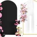 Putros 7.2ft Metal Arch Stand with Cover Black Spandex Fitted Wedding Arch Cover and Round Top Chiara Backdrop Stand Set for Birthday Party Baby Shower Decoration