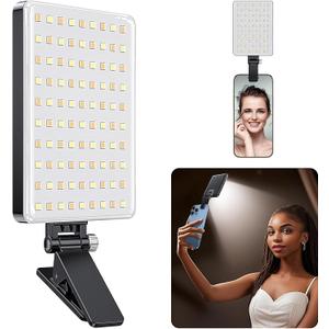 Coolpow Portable Selfie Light84 LEDRechargeable Phone Fill Lights with Clip3 Light ModesPortable Led Clip on Light for iPhone/Tablet/Laptop CRI97+ Perfect for Selfies Makeup TikTok Video Recording