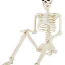 JIALWEN 36" Halloween Posable Skeleton Decorations, 3FT Realistic Plastic Human Full Body Bones with Movable Joints Skeleton for Haunted House Graveyard Props Indoor Outdoor Halloween Party Supplies