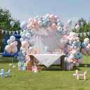 Pink Blue Brithday Balloon Arch Kit, Baby Pink Dusty Blue Cute Birthday Balloons with Print Balloons for Girl Birthday Party Decorations Baby Shower Pet Party Supplies