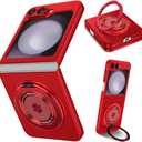 for Samsung Galaxy Z Flip 6Rotate Ring Magnetic Protection Shockproof Cover CaseFoldable Slim Case Compatible with Samsung Galaxy Z Flip 6 (Red)
