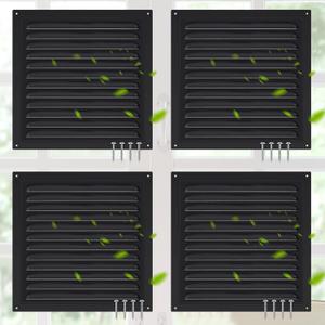 Yaocom 4 Pcs Aluminum Attic Vents 6" x 6" Metal Gable Wall Mesh Shed Vent with Screen Square Louver Grille for Exterior Door House Attic Garage Ceiling
