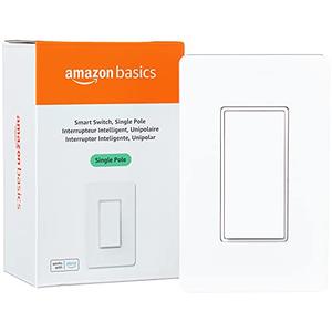2 Amazon Basics Smart Switch, Single Pole, Works with Alexa Only, 2.4 GHz Wi-Fi, No Hub Required, White