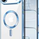 Hython Magnetic Clear for iPhone Air Case with Camera Lens Protector [Compatible with MagSafe] Luxury Plating Edge Slim Soft TPU Cover Protective Phone Case for iPhone Air 6.5", Light Blue
