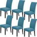 Howhic Stretch Chair Covers for Dining Room Set of 6, Removable Washable Dining Room Chair Covers, Dining Chair Slipcovers Seat Protector, Great Decoration for Home and Banquet (Dusty Blue, 6 Pack)