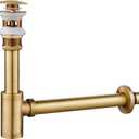 Solid Brass Adjustable 1-1/4 Bottle Trap with Overflow Drain Stopper Set, Bathroom Sink P-Trap Complete Set Sink Drain Kit Tube, Antique