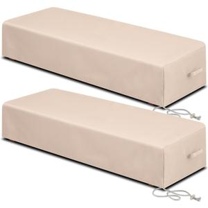 Tingjoo 2 Pcs Patio Chaise Lounge Cover Waterproof Outdoor Lounge Chair Cover 30" D x 83" W x 12" H UV Resistant with Handle Strap for Furniture Protection (Tan)