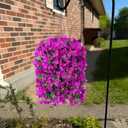 INSPRING Artificial Bougainvillea Faux Flowers Plants Baskets for Outdoor Outside Decoration, 3PCS Fake Silk Flowers Long Trailing Vines UV Resistant Realistic for Front Door Porch Patio (Purple)
