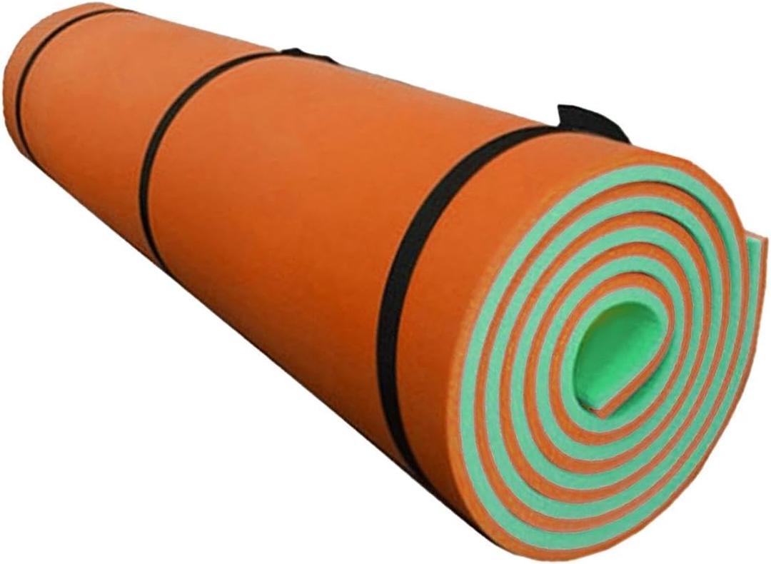 Water Floating Mat Lounger Float Non Inflatable Pad Pool Floating Raft Outside Pool Float Raft Lounge Mattress for Swimming Pool, Boat, Adults, Green Orange