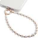 Phone Charm for Women, Anti-Theft Phone Wrist Strap, Hands-Free & Beaded Chain, Detachable Lanyard with Tether Tab (Pearl Shine Gold)