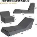 jela Outdoor Sofa, Waterproof Folding Lounge Chair and Sofa, UV Resistant Patio Sofa with Machine Washable Cover, Soft Foam Outdoor Bed Pool Lounge Chaise Chairs (Darkgrey), 35 inches x 30 inches x 28 inches
