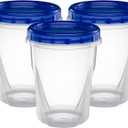Twist Top Deli Containers Food Storage Containers Blue Screw on Lid Reusable Stackable Leakproof Airtight, pack of 10-32 oz containers