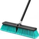 TidyBliss 18 Push Broom Outdoor Heavy Duty, Large Commercial Stiff Bristle Brush with 63 inches Long Handle for Garage Shop Garden Yard Patio Deck Street Warehouse Lawn Driveway (Green)