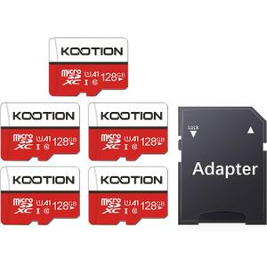 KOOTION 128GB Micro SD Card 5 Pack microSDXC UHS-I Memory Card with Adapter  U1, Full HD, C10 TF Flash Card for Smartphone