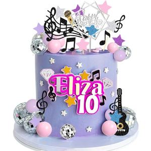 Pink and Purple Music Cake Topper for Girl PoP Music Concert Theme Birthday