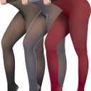 ATHVOTAR Fleece Lined Winter Tights Women - Thermal Warm Opaque Pantyhose Thick Sheer Leggings (X-Small-Small, Pantyhose Translucent(black/Grey)), Pack of 2