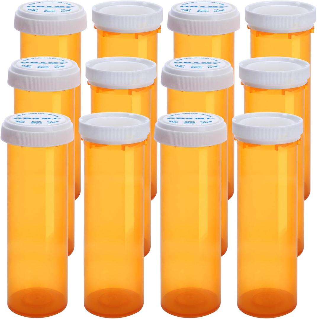 Plastic Empty Pill Bottles with Double Sided Use (Child Resistant & Easy Open) Caps - Medicine Container Pill Case Dispenser Organizers (60 Dram, 12pcs)