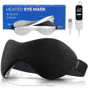 Ezona Heated Eye Mask, Warm Eye Compress Mask for Dry Eyes, USB Electric Eye Heating Pad with Temperature & Timer Control, Dry Eyes, Blepharitis, Sinus Migraine (Black)