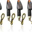 4PCS Motorcycle Turn Signals,14LED Front+Rear Motorcycle Blinkers with Cool Amber Lamp,12V Motorcycle Turn Signal Light Compatible with Yamaha Kawasaki Motorcycle Accessories (Smoked Black Shell)