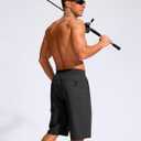G Gradual Men's 11"/13" Board Shorts with 3 Zipper Pockets Long Swim Trunks Quick Dry Bathing Suit Beach Shorts No Liner (Black, L)