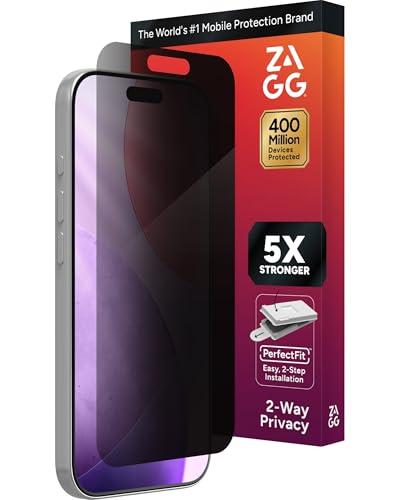 ZAGG Glass Elite Privacy Screen Protector for iPhone 17 Pro - 2-Way Privacy Filter, 5X Stronger, Fingerprint-Resistant, InvisibleShield, Easy Two-Step Installation