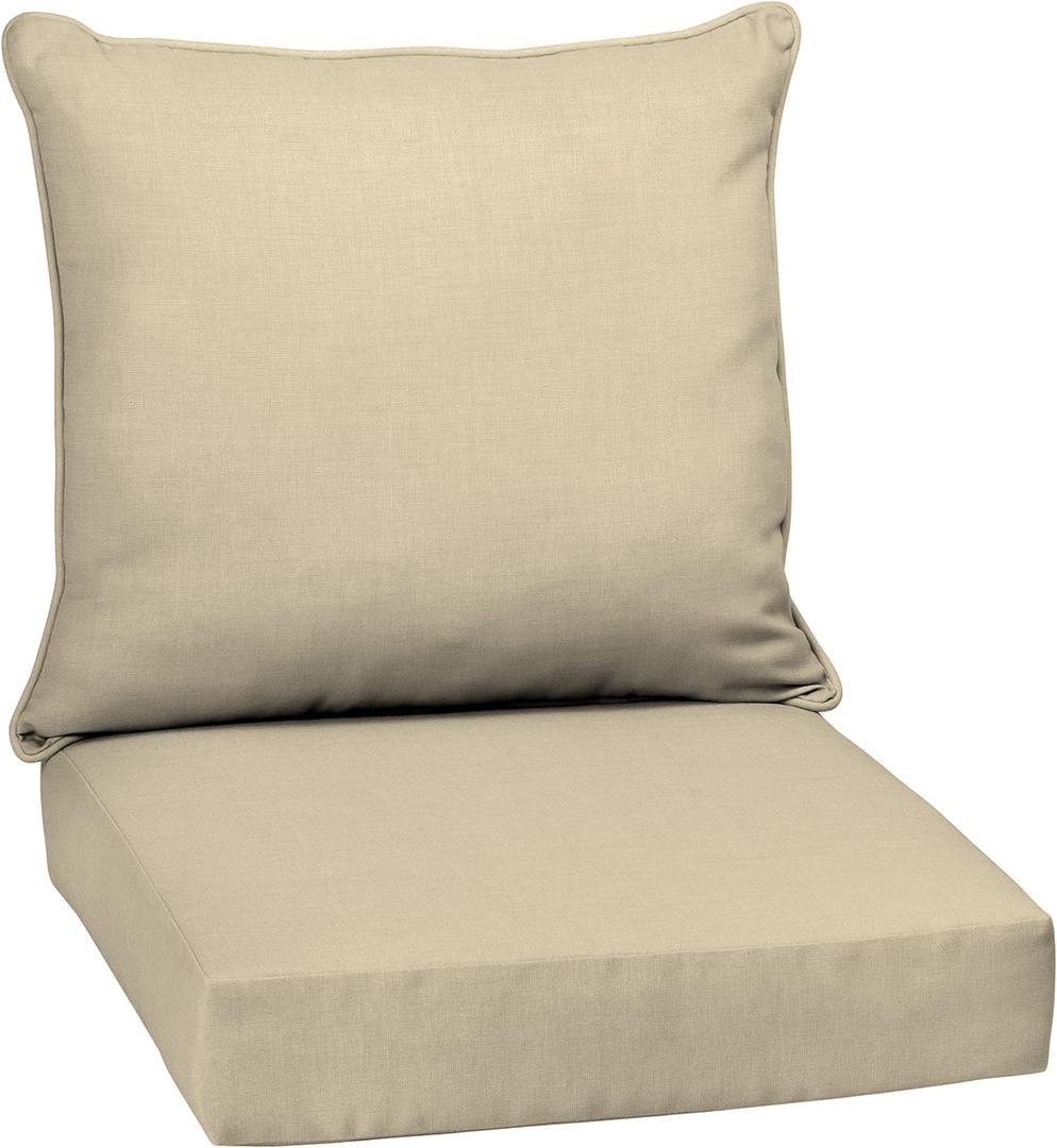 Arden Outdoor Deep Seat Cushion Set, 24 in x 24 in, Weather-Proof, Rain-Proof, Fade Resistant Patio Cushion for Chair, Sofa, and Couch Tan Leala
