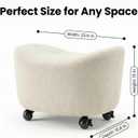 Ottoman Stool for Living Room, Corduroy Upholstered Foot Rest | Ottoman, Small Accent Seat for Bedroom Apartment Dorm, Cozy Home Decor Furniture (White), Medium