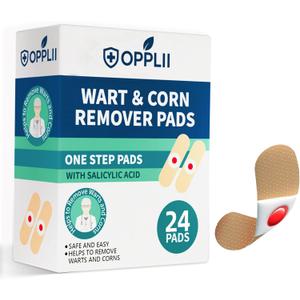 2 x Wart Remover Pads with Salicylic Acid, Medicated Adhesive Patches for Common and Plantar Warts, Corn Removal Pads for Feet and Hands, 24 Count