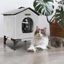 Cat House for Indoor and Outdoor Cats in Winter, Waterproof, Fully Insulated Shelter for Stray and Feral Cats, Great for Cat Houses for Outdoor and Cat Beds for Indoor Cats(Grey, Medium)