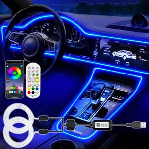 Interior Car LED Strip Lights, RGB USB Ambient Lighting with Fiber Optic, EL Wire Car Accessories (2 in 1) Interior Car LED Strip Lights, RGB USB Ambient Lighting with Fiber Optic, EL Wire Car Accessories (2 in 1)